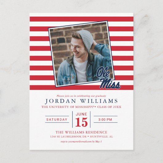 University of Mississippi | Ole Miss Script Aankondigingskaart (Voorkant)