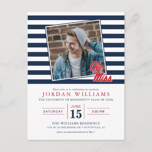 University of Mississippi | Ole Miss Script Aankondigingskaart (Voorkant)