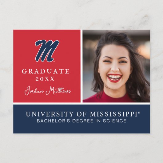 University of Mississippi | Script M Aankondigingskaart (Voorkant)