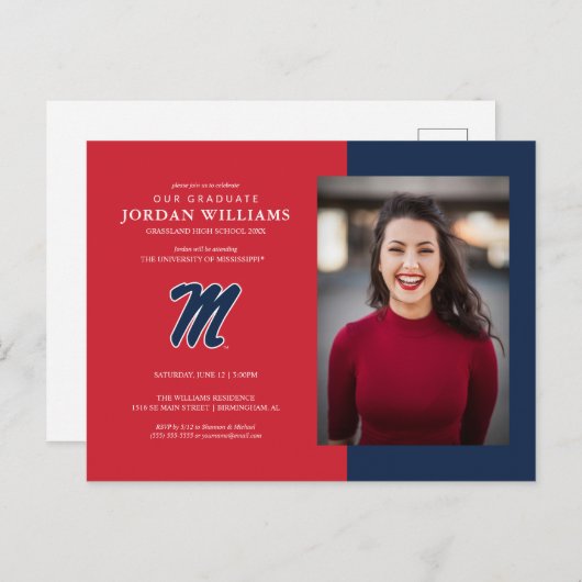 University of Mississippi | Script M Aankondigingskaart (Voorkant / Achterkant)