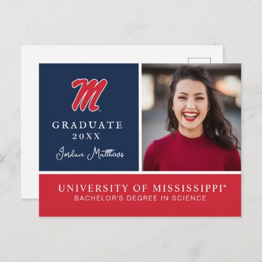 University of Mississippi | Script M Aankondigingskaart (Voorkant / Achterkant)