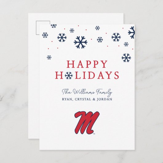 University of Mississippi | Script M Feestdagenkaart (Voorkant / Achterkant)