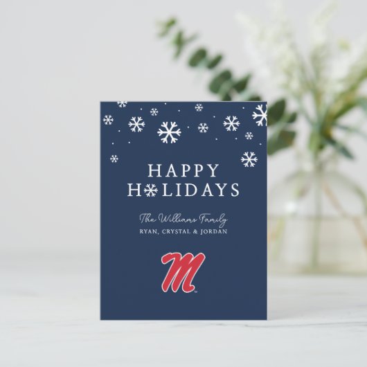 University of Mississippi | Script M Feestdagenkaart (Staand voorkant)