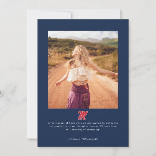 University of Mississippi | Script M Kaart (Achterkant)