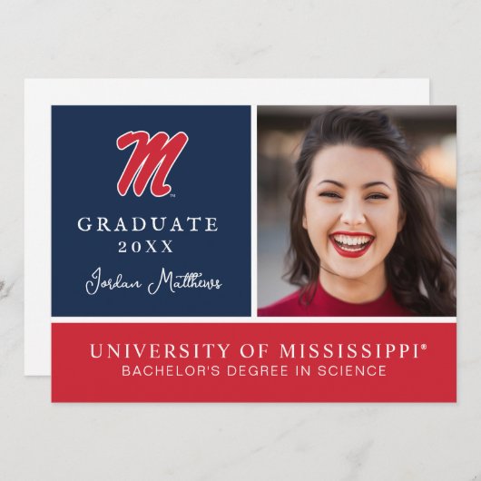 University of Mississippi | Script M Kaart (Voorkant / Achterkant)