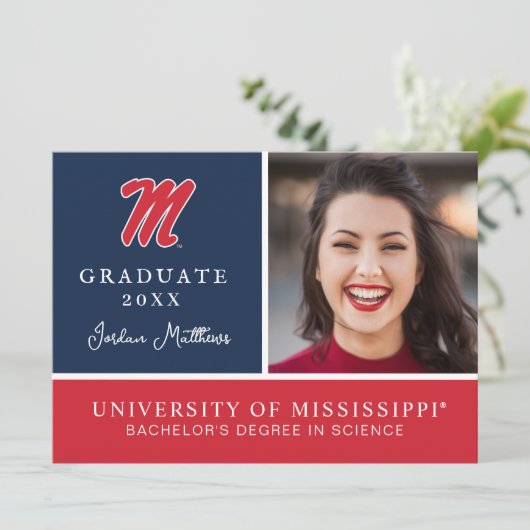 University of Mississippi | Script M Kaart (Staand voorkant)