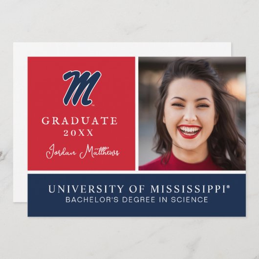 University of Mississippi | Script M Kaart (Voorkant / Achterkant)