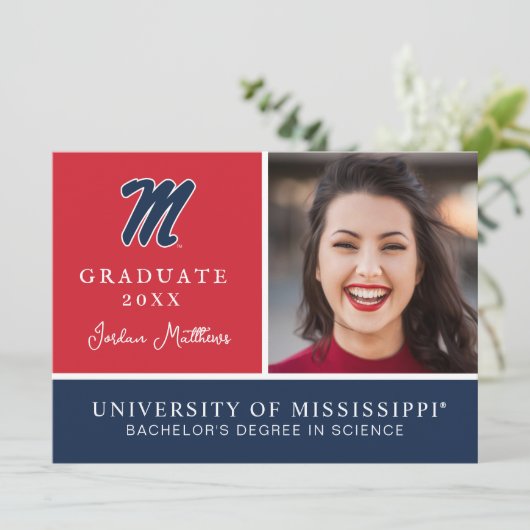University of Mississippi | Script M Kaart (Staand voorkant)