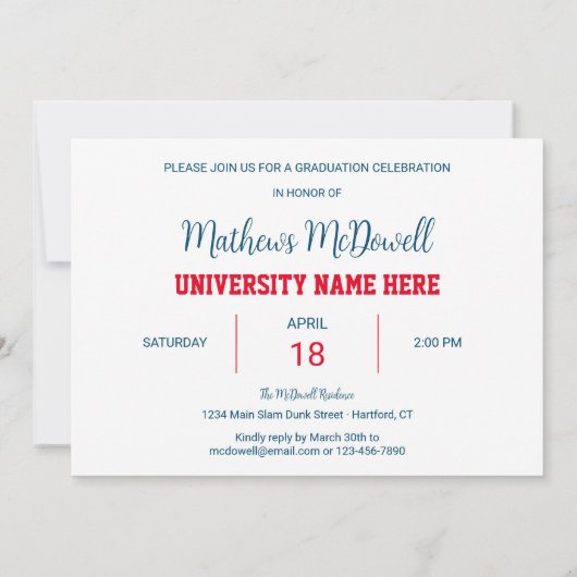 University Sports Boy Afstuderen Kaart (Achterkant)