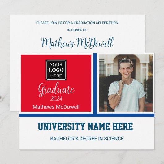 University Sports Boy Afstuderen Kaart (Voorkant / Achterkant)