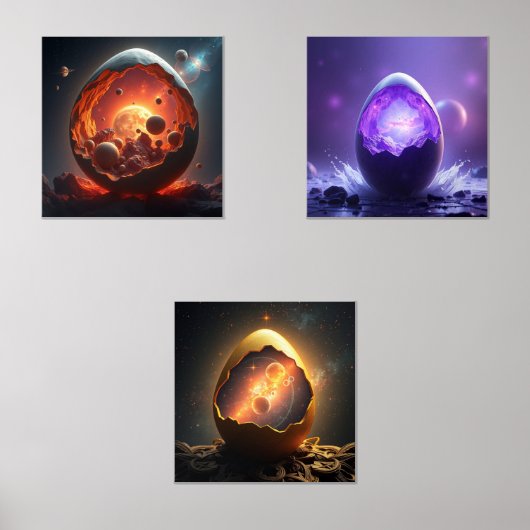 Universum in een ei Print Set van 3 (Voorkant)