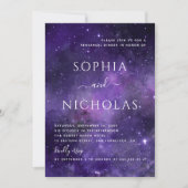 Universum nachtster. Paarse ruimte repetitie diner Kaart (Voorkant)
