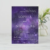 Universum nachtster. Paarse ruimte repetitie diner Kaart (Staand voorkant)