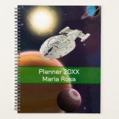 Universum, planeten & ruimteschip sci-fi aangepast planner (Voorkant)
