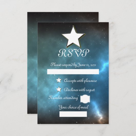 universum RSVP kaartje (Voorkant / Achterkant)