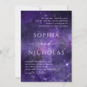 Universum sterren. Paarse Space Night Stars bruilo Kaart (Voorkant)