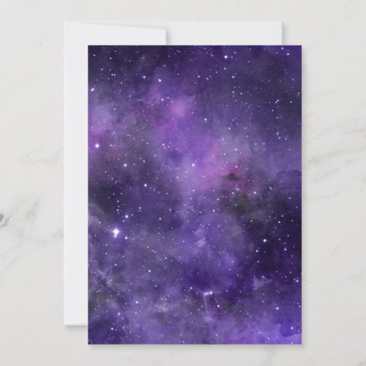 Universum sterren. Paarse Space Night Stars bruilo Kaart (Achterkant)