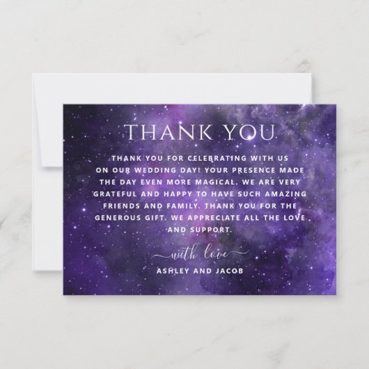 Universum sterrenstelsels. Paarse ruimte nacht bru Bedankkaart (Voorkant)