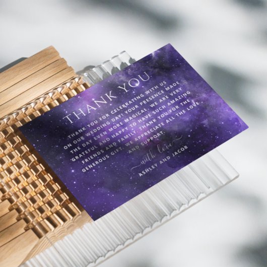Universum sterrenstelsels. Paarse ruimte nacht bru Bedankkaart