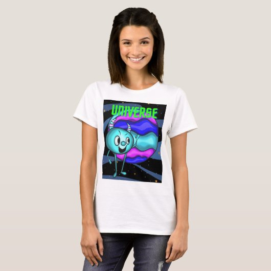 UNIVERSUM UFO EN PLANEET T-SHIRT (Voorkant volledig)