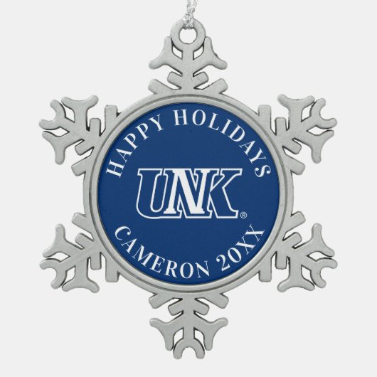 UNK | Universiteit van Nebraska te Kearney Tin Sneeuwvlok Ornament (Voorkant)