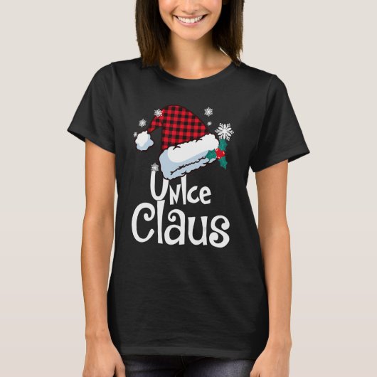 Unlce Claus Santa Hat Buffalo Plaid Red Christmas  T-shirt (Voorkant)