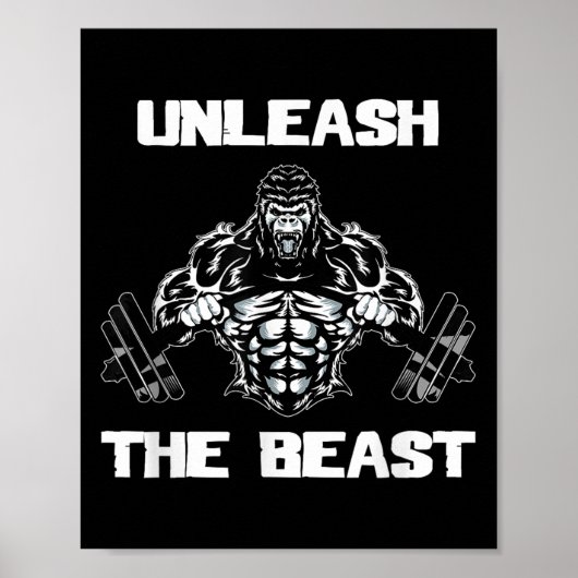 Unleahe Gorilla Bodybuilding Motivational Gift  Poster (Voorkant)