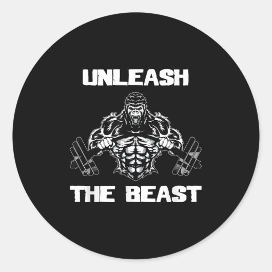 Unleahe Gorilla Bodybuilding Motivational Gift  Ronde Sticker (Voorkant)