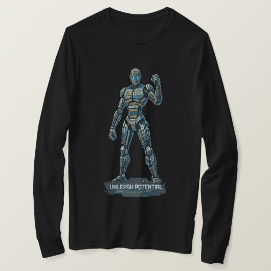 Unleash Potential – Futuristic Robot Long Sleeve S T-shirt (Design voorkant)
