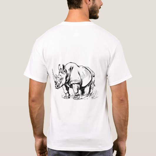 Unleash Strength: Krachtig Rhino T-shirt (Achterkant)