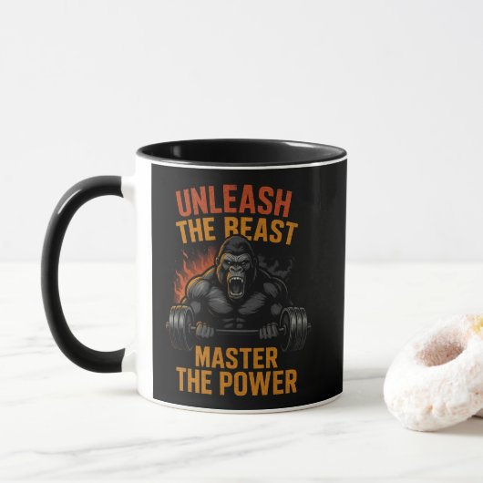 Unleash the Beast – Bodybuilding Power Muscle Gift Mok (Met donut)