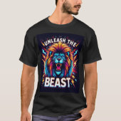 Unleash the Beast - Neon Roaring Lion T-Shirt Desi (Voorkant)