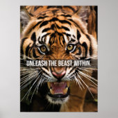 Unleash The Beast Within - Tiger Motivational Poster (Voorkant)