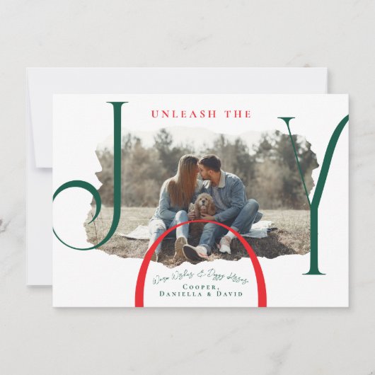 Unleash the Joy | Pet Photo Christmas Card Feestdagenkaart (Voorkant)