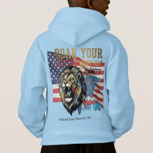 Unleash Your Roar – USA Lion Hoodie (Achterkant)