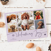Unleashing Joy Purple Dog Multi Photo  Feestdagenkaart