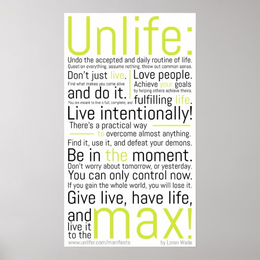 Unlifer Manifesto Poster (Voorkant)
