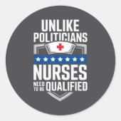 Unlike Liticians Nurses Need To Be Qualified Sarca Ronde Sticker (Voorkant)