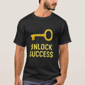 Unlock Succes – Glanzend Golden Key T-shirt (Voorkant)