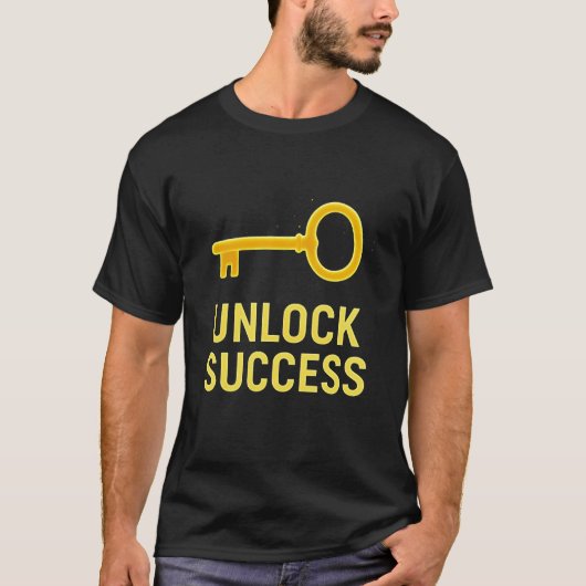 Unlock Succes – Glanzend Golden Key T-shirt (Voorkant)