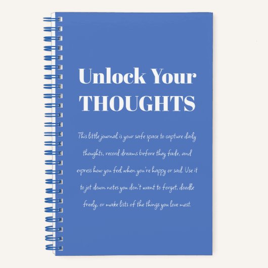 Unlock Your Thoughts | Minimal Journal - Blue Notitieboek (Voorkant)