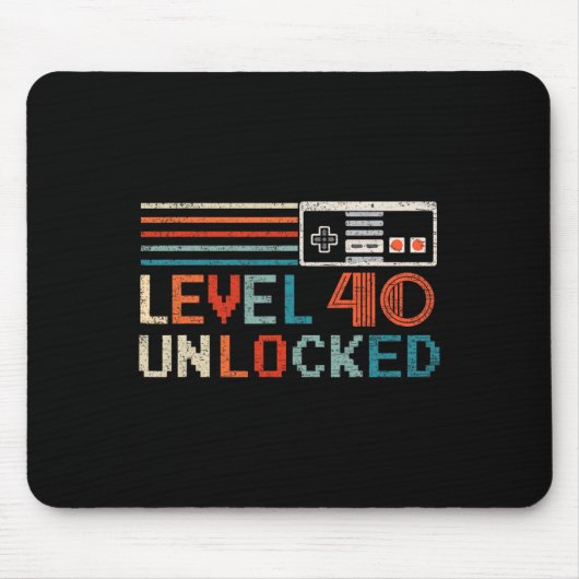 Unlocked Level 40 Birthday Boy Video Game Controll Muismat (Voorkant)