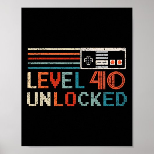 Unlocked Level 40 Birthday Boy Video Game Controll Poster (Voorkant)