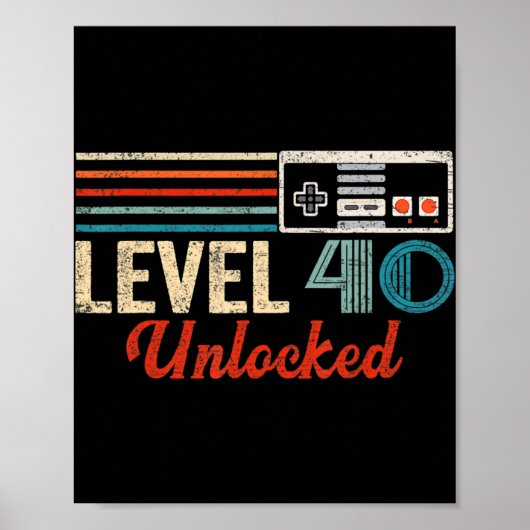 Unlocked Level 40 Birthday Boy Video Game Controll Poster (Voorkant)