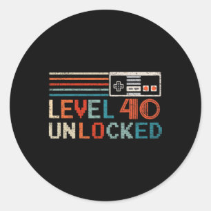 Unlocked Level 40 Birthday Boy Video Game Controll Ronde Sticker
