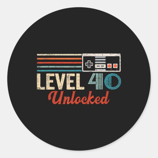 Unlocked Level 40 Birthday Boy Video Game Controll Ronde Sticker (Voorkant)