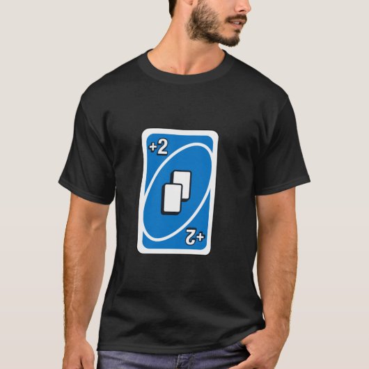 UNO Blue Draw Two Kaart T-shirt (Voorkant)