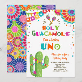 Uno Fiesta Eerste Verjaardag Uitnodiging Cactus Pa