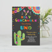 Uno Fiesta Eerste Verjaardag Uitnodiging Cactus Pa (Staand voorkant)