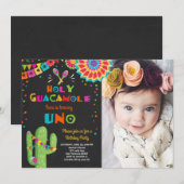 Uno Fiesta First Birthday, Cactus Party Kaart (Voorkant / Achterkant)